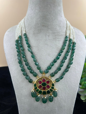 Triple Beads Tika Necklace Set