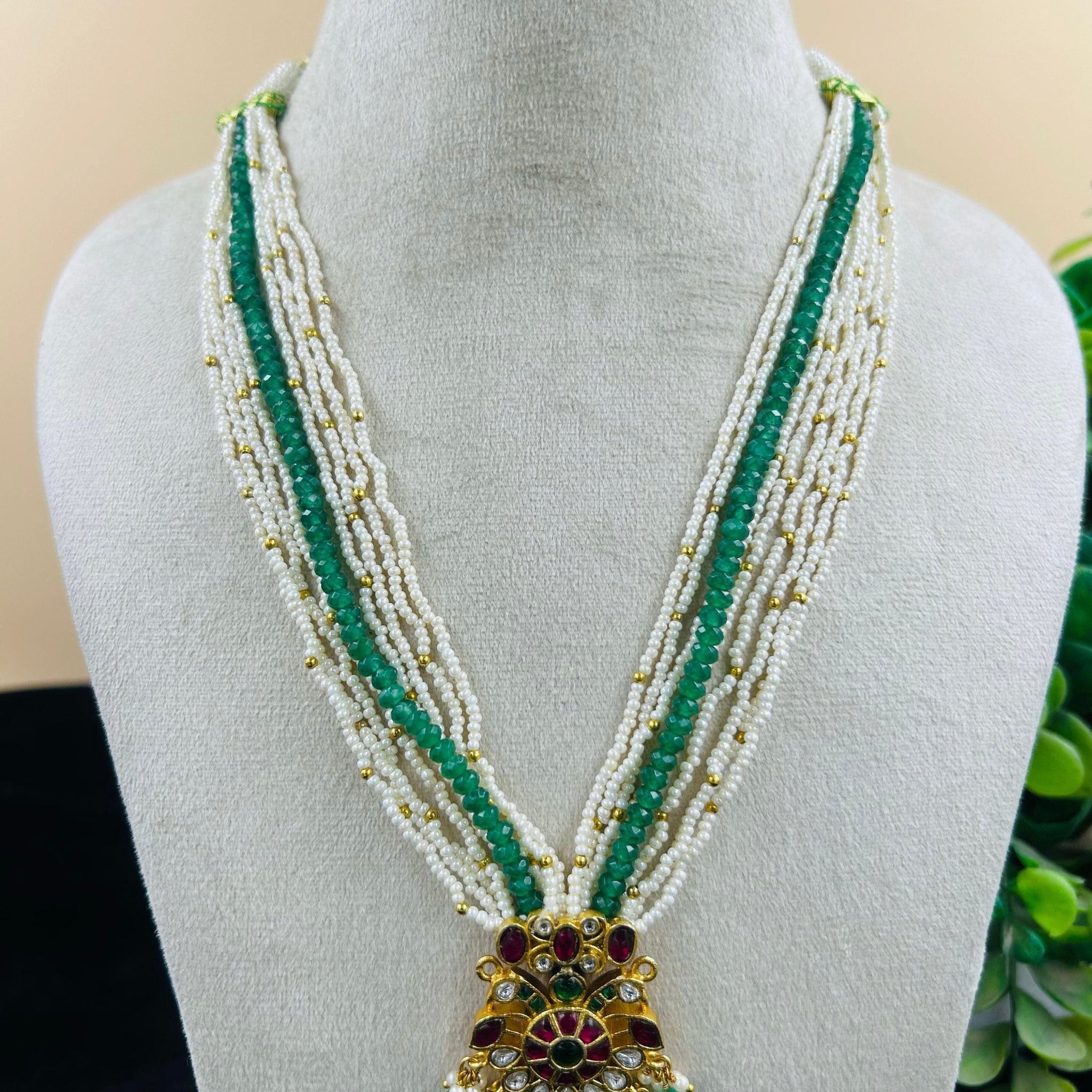 Multi  Beads Tika Necklace Set