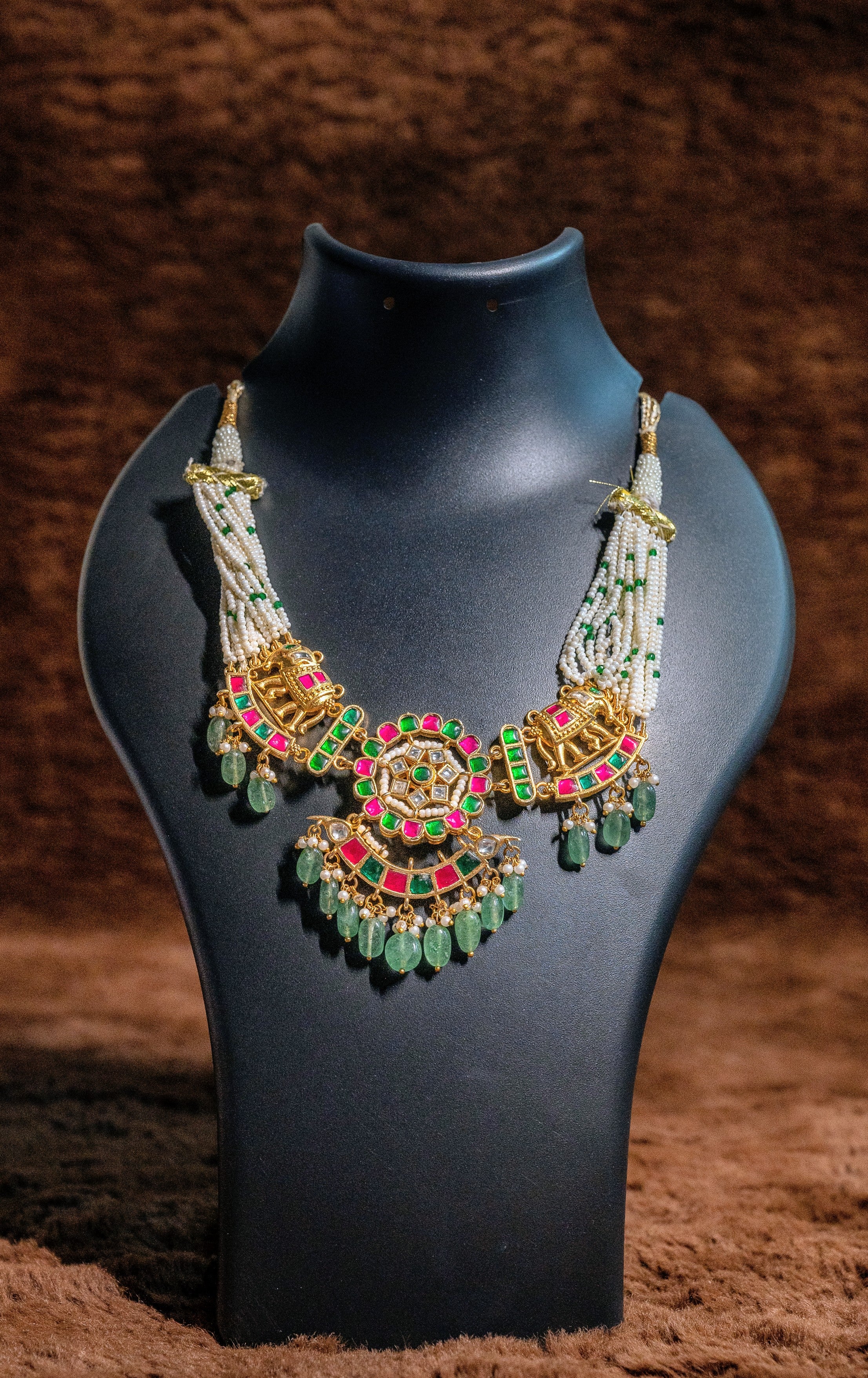 Jewel Plalace Trendy Gold Plated Heavy Pearls kemps Necklace set