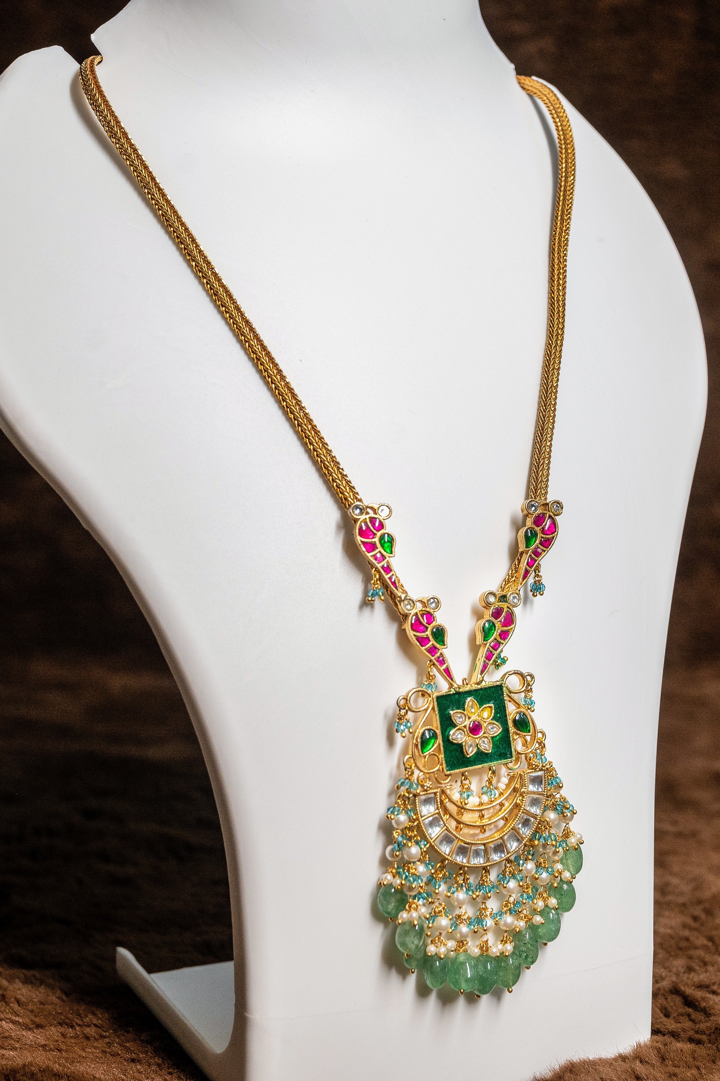 Assamese Traditional Gold Plated Jethi Design Necklace Set