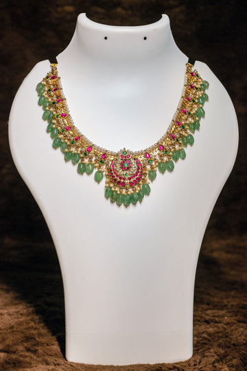Ruby Emerald Real Kempu Bridal Jadau Kundan Necklace South