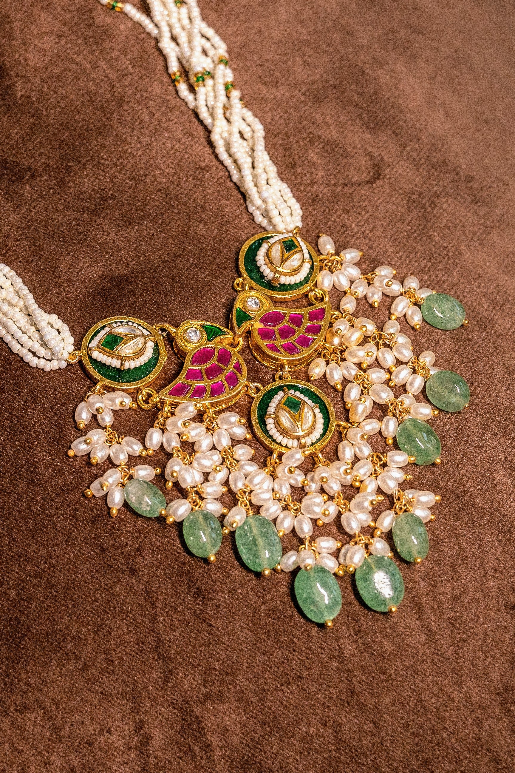 Bird Design Jadau Kundan Necklace Set