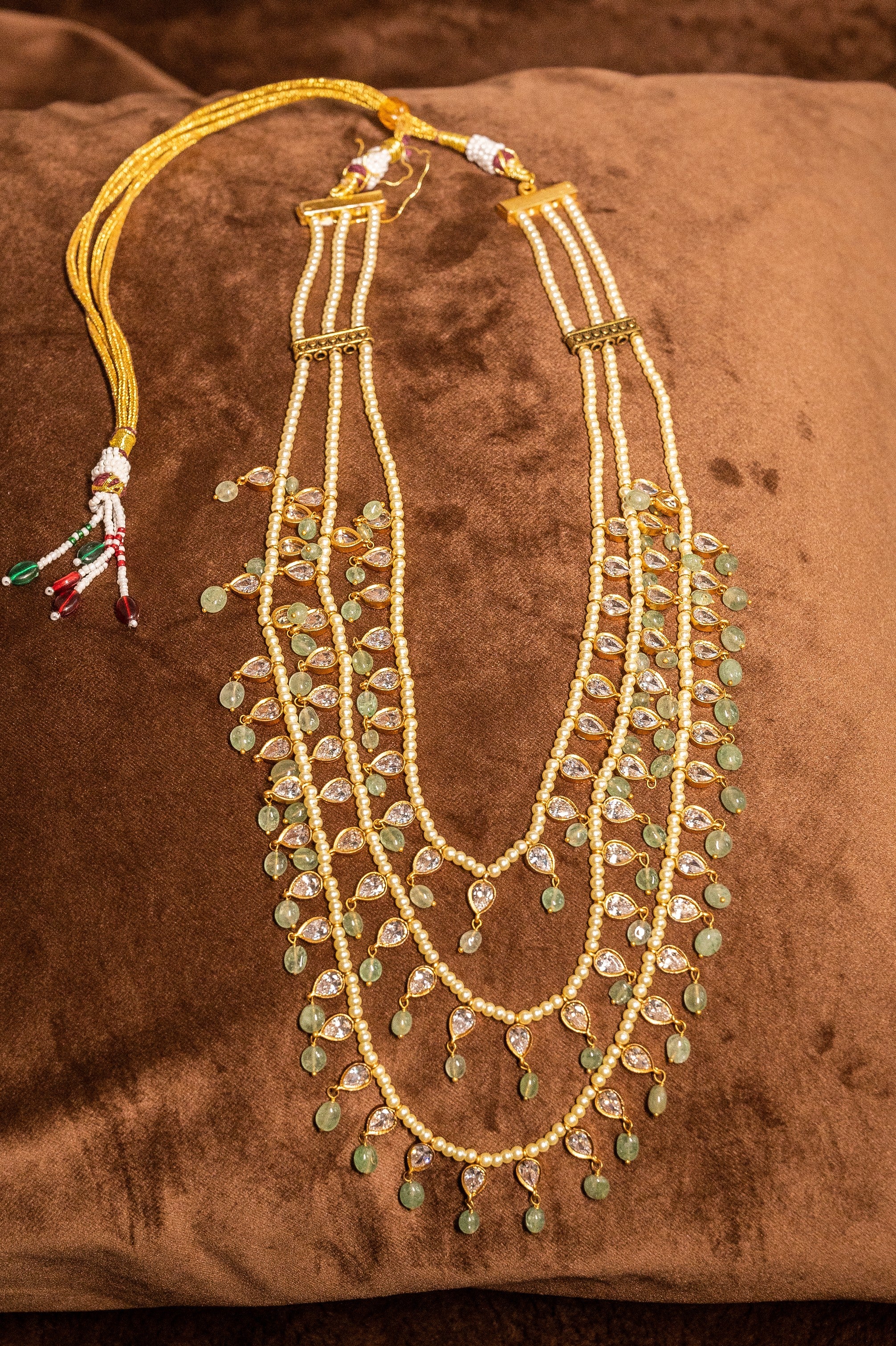 Three Layer Jadau Beads Necklace Mala