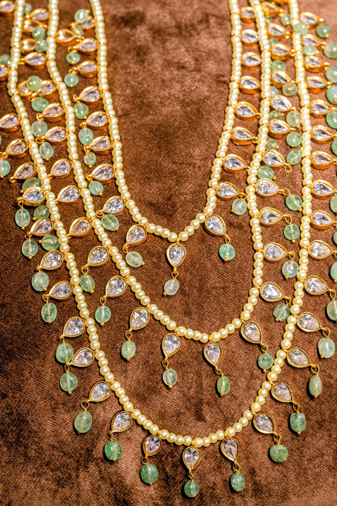 Three Layer Jadau Beads Necklace Mala