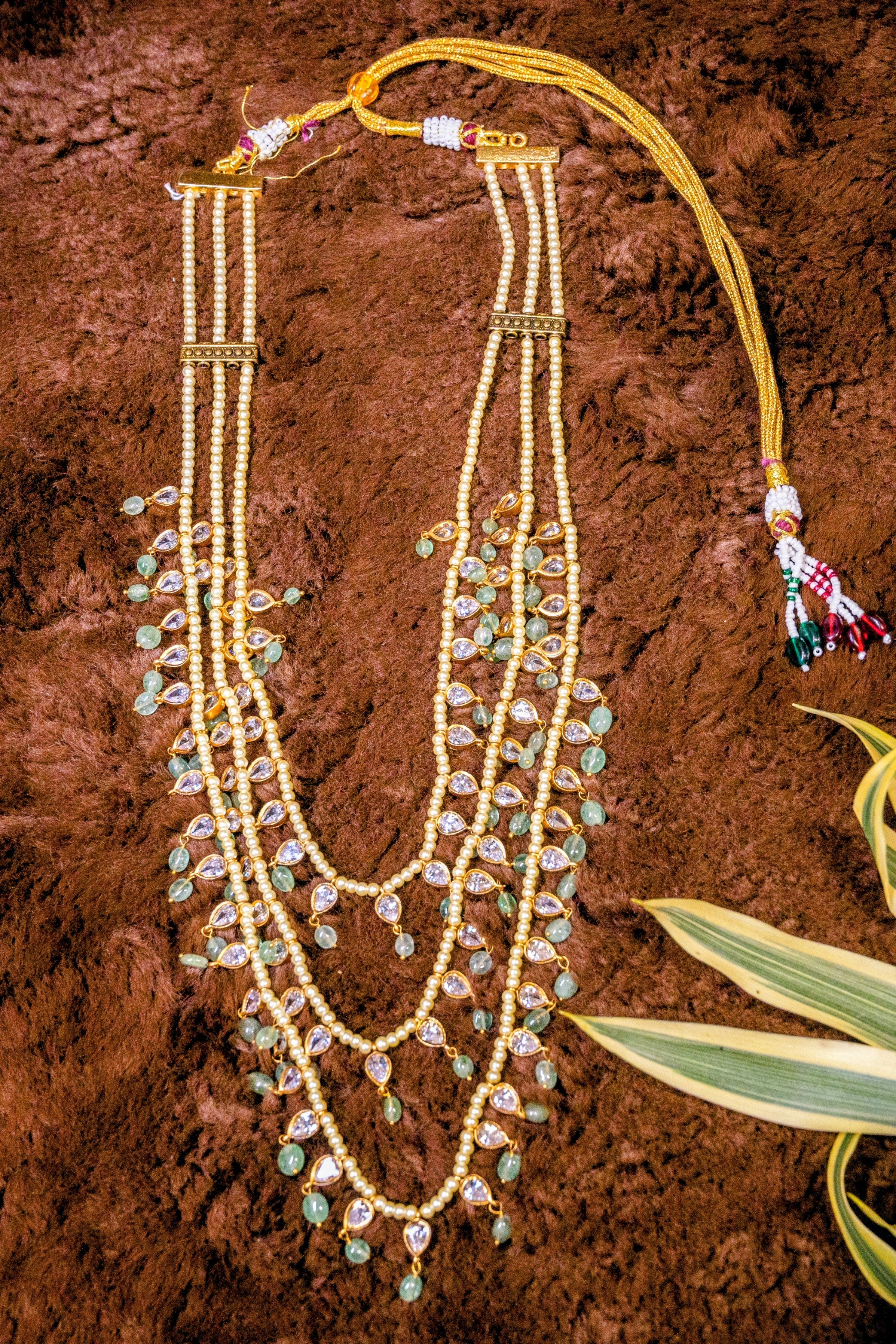 Three Layer Jadau Beads Necklace Mala