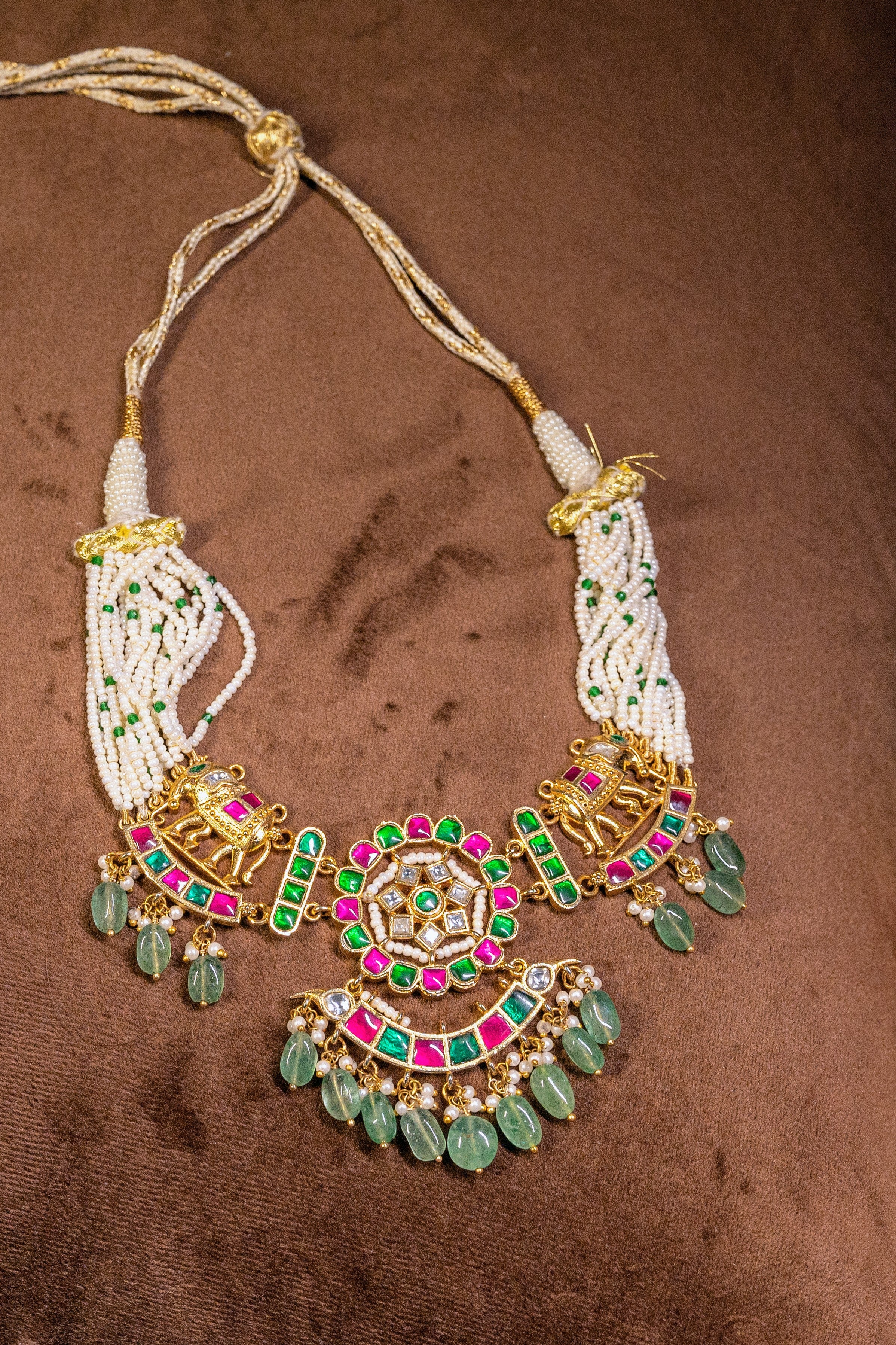 Jewel Plalace Trendy Gold Plated Heavy Pearls kemps Necklace set