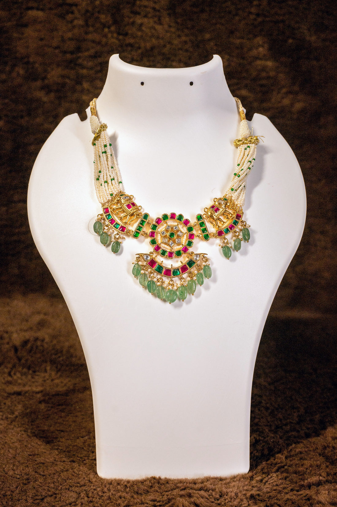 Jewel Plalace Trendy Gold Plated Heavy Pearls kemps Necklace set