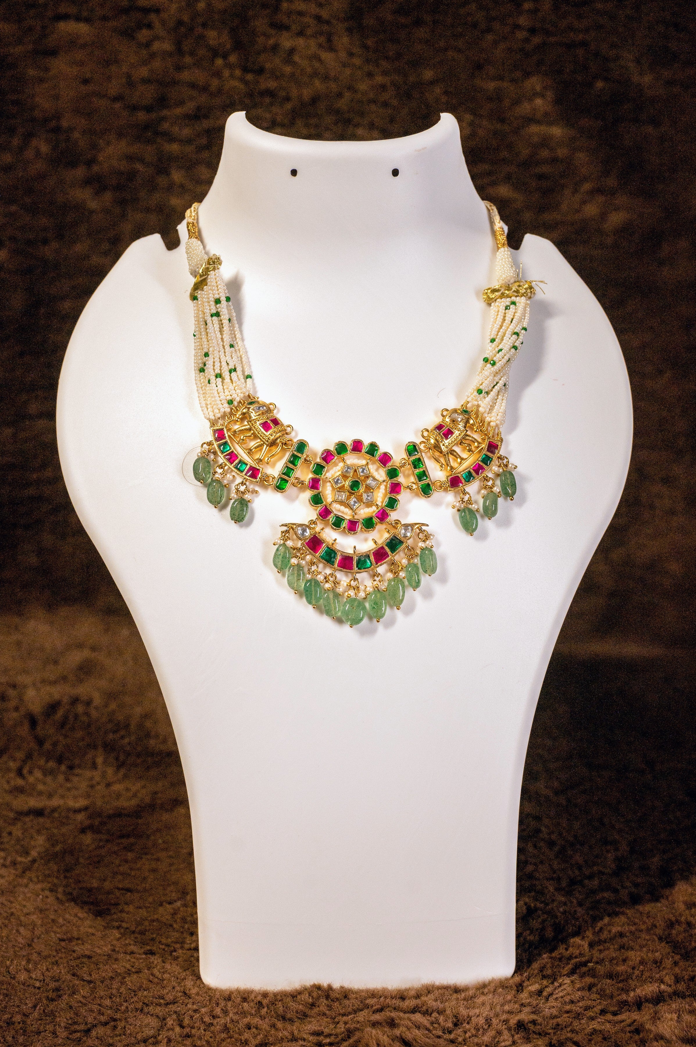 Jewel Plalace Trendy Gold Plated Heavy Pearls kemps Necklace set