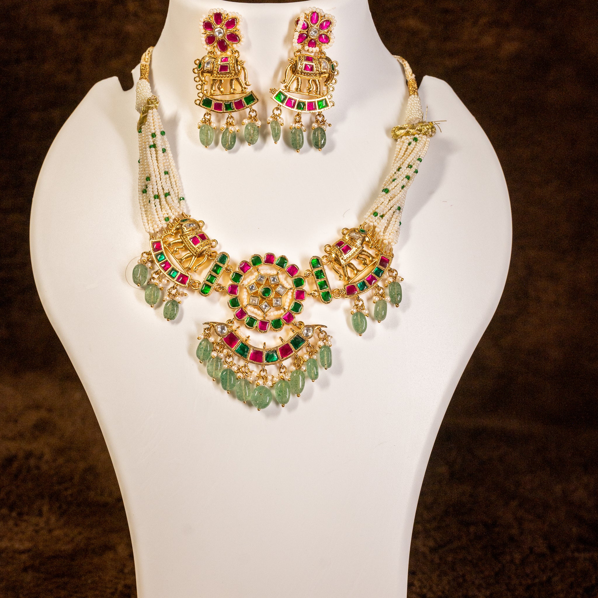 Jewel Plalace Trendy Gold Plated Heavy Pearls kemps Necklace set