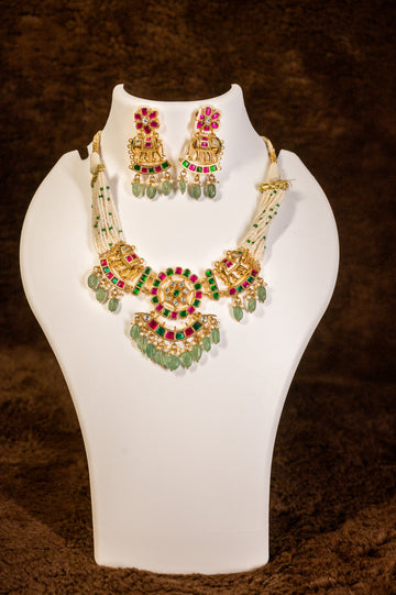 Jewel Plalace Trendy Gold Plated Heavy Pearls kemps Necklace set