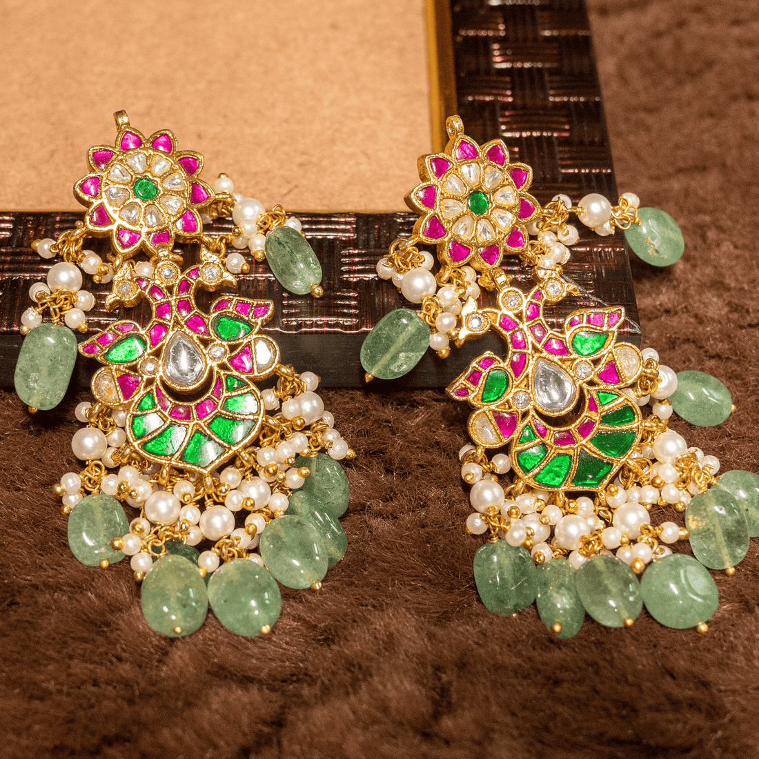 Ajass collection jadau chandhali earrings