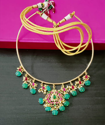 Pearl Drops Jadau Hasli choker South india jewels