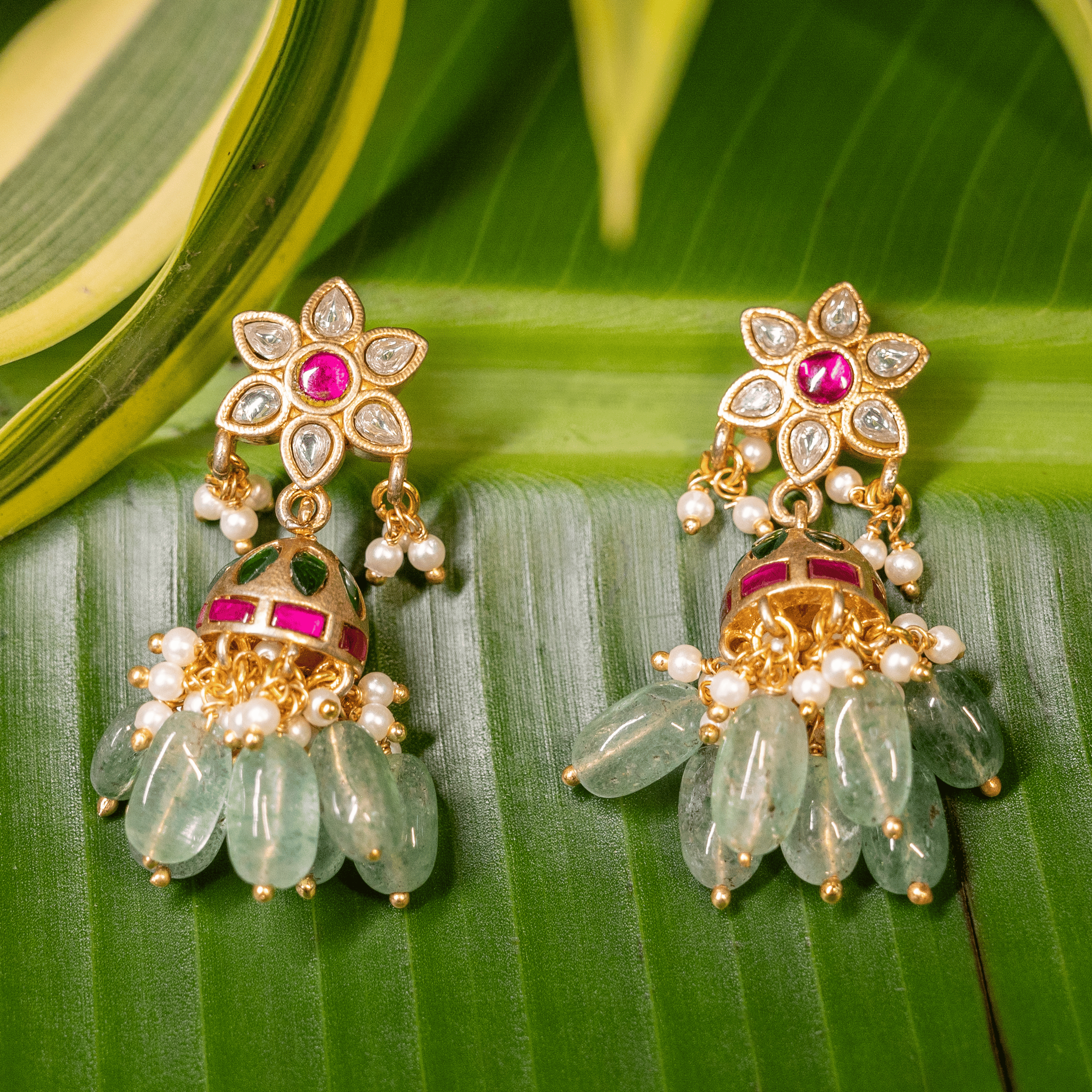 One Gram 1 gm Gold coated traditionl ethnic daily party wear stud jumki