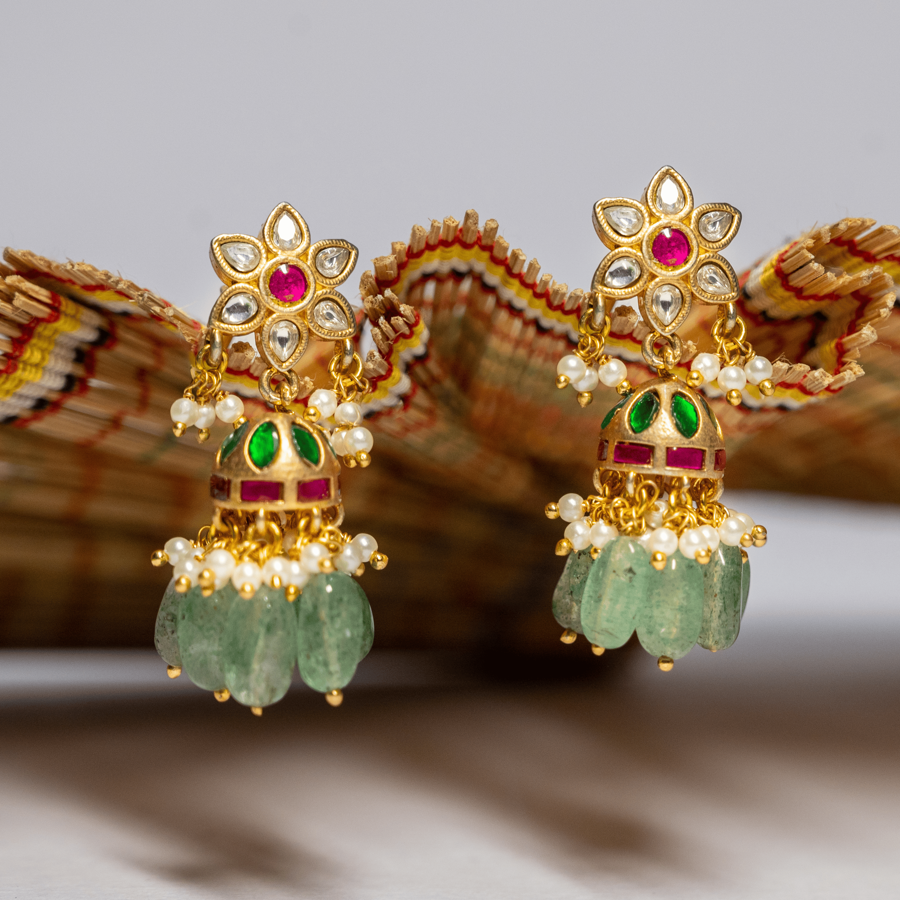 One Gram 1 gm Gold coated traditionl ethnic daily party wear stud jumki